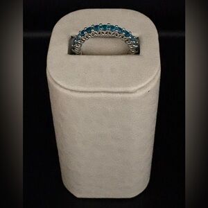 925 SD Embossed Blue Topaz Eternity Ring.